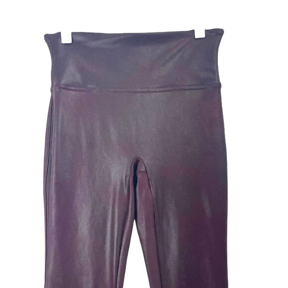 SPANX Faux Leather Leggings Sz S maroon red - Picture 3 of 11